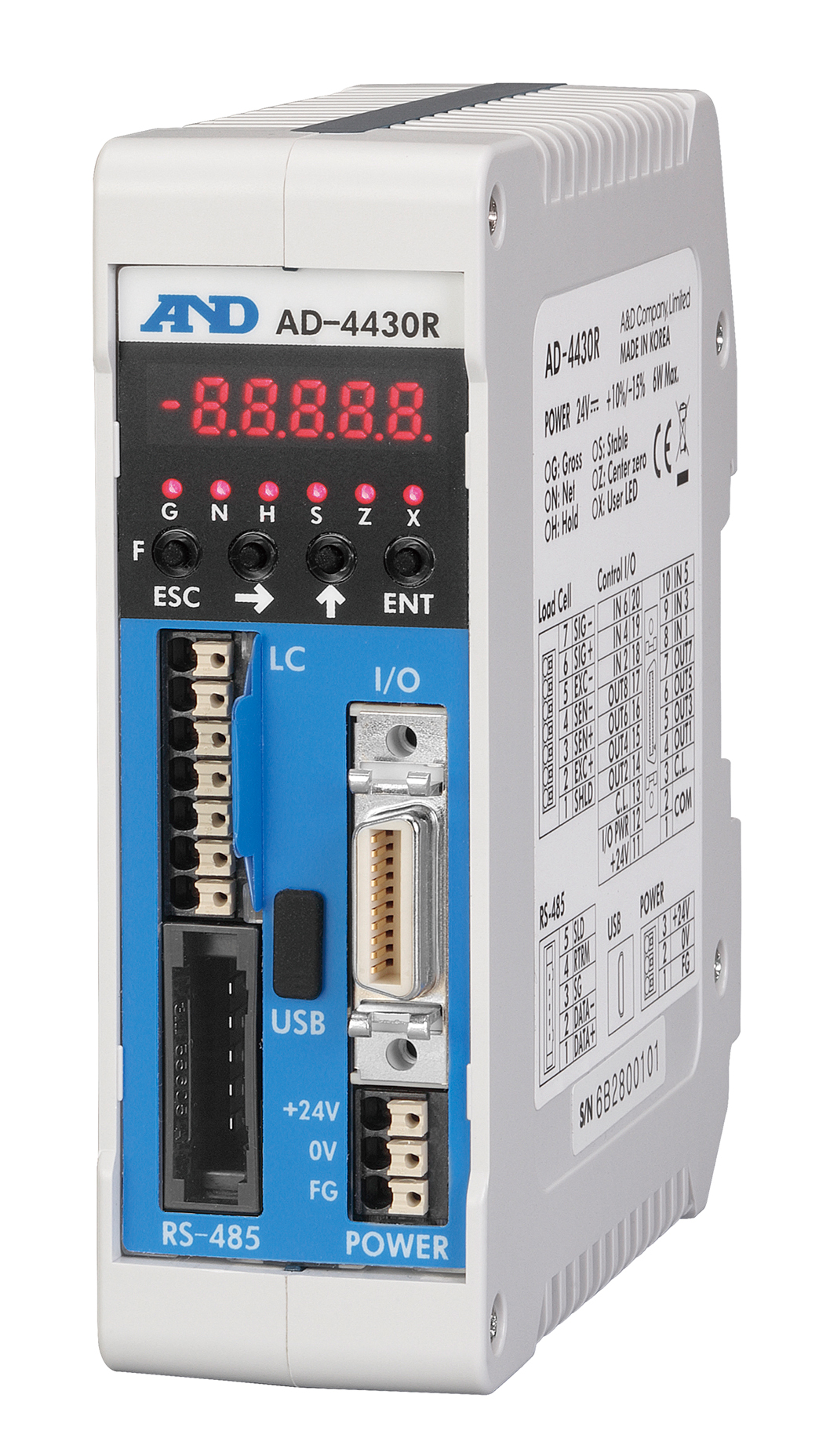 AD-4430R DIN-rail weighing module with Modbus RTU
